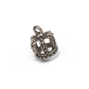 Silvertone Crown Charm Pendant Dimensional .5 Inch